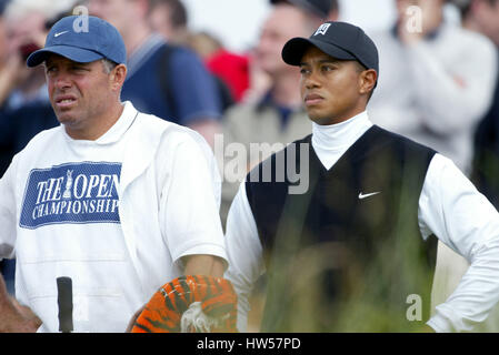 TIGER WOODS & STEVE WILLIAMS USA BRITISH OPEN 2002 MUIRFIELD Schottland 18. Juli 2002 Stockfoto