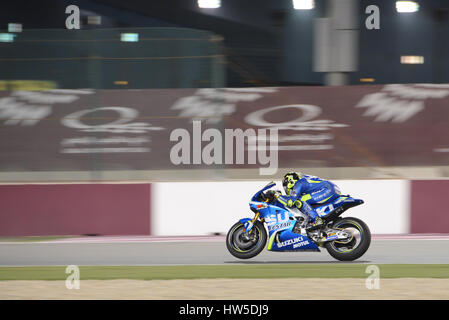 12. März 2017, Losail International Circuit.  Katar Andrea Iannone, während der letzte Tag der Qatar MotoGP Wintertest in Losail International für Suzuki reitet Stockfoto