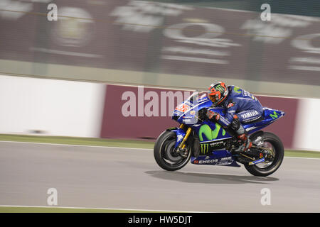 12. März 2017, Losail International Circuit.  Katar Maverick Viñales fährt für Yamaha während der Schlusstag der Qatar MotoGP Wintertest in Losail Internati Stockfoto