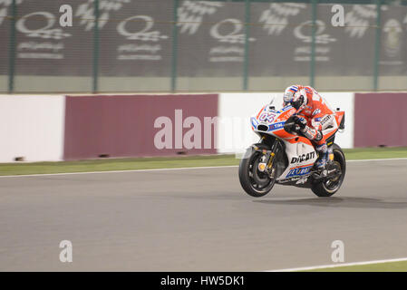 12. März 2017, Losail International Circuit.  Katar Andrea Dovizioso für Ducati fährt während der Schlusstag der Qatar MotoGP Wintertest in Losail Internati Stockfoto