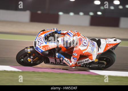 12. März 2017, Losail International Circuit.  Katar Andrea Dovizioso für Ducati fährt während der Schlusstag der Qatar MotoGP Wintertest in Losail Internati Stockfoto