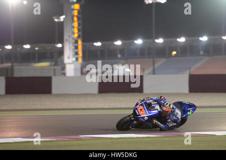 12. März 2017, Losail International Circuit.  Katar Maverick Viñales fährt für Yamaha während der Schlusstag der Qatar MotoGP Wintertest in Losail Internati Stockfoto