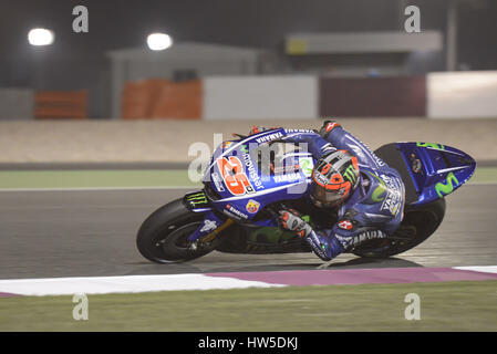 12. März 2017, Losail International Circuit.  Katar Maverick Viñales fährt für Yamaha während der Schlusstag der Qatar MotoGP Wintertest in Losail Internati Stockfoto