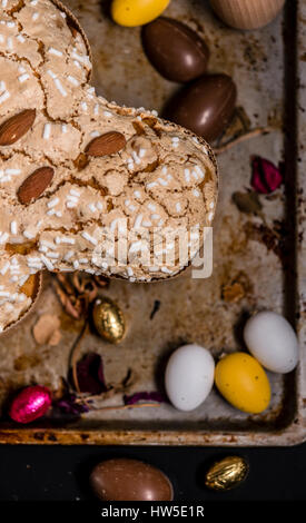 Colomba italienische Kuchen, traditionell gebacken für Osterfeier Stockfoto