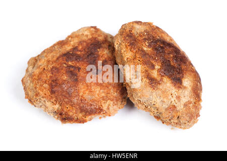 Gruppe von vorbereiteten kleinen Hand gemacht Schnitzel isoliert auf weiß Stockfoto