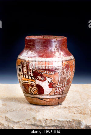 Maya-Pre Columbian Krieger Vase hat rund 600-1000 N.Chr. Stockfoto