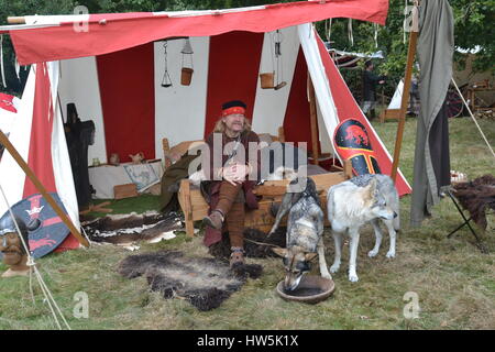 Schlacht von Hastings Re-Enactment-Veranstaltung auf dem Gelände des Battle Abbey Stockfoto