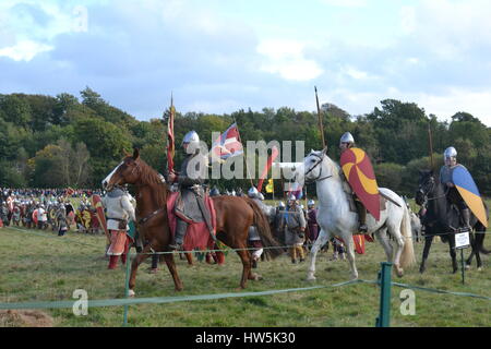 Schlacht von Hastings Re-Enactment-Veranstaltung auf dem Gelände des Battle Abbey Stockfoto