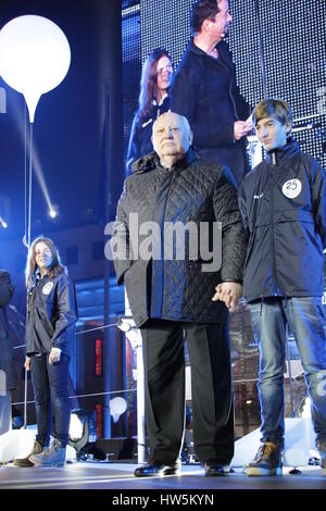 Berlin, Deutschland, 9. November 2014: Mikhail Gorbachev und Berlins Bürgermeister Wowereit nehmen Teil an den 25. Feierlichkeiten der Fall der Berliner Mauer. Stockfoto