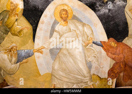 Christus ist Adam und Eva (Menschheit) aus der Unterwelt, Fresko Gemälde in Cora Church, Istanbul, 11. Oktober 2013 ziehen, Stockfoto