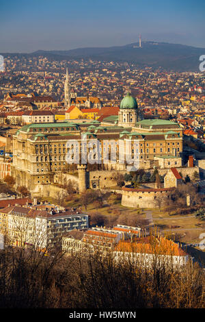 Buda Castle Hill von der Zitadelle. Budapest Ungarn, Südosteuropa Stockfoto