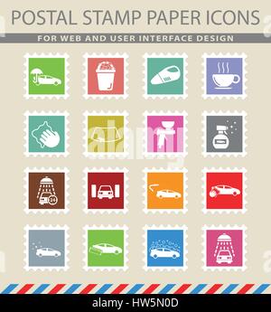 Auto-Waschanlagen Symbole einfach für Web und Benutzeroberfläche Stock Vektor