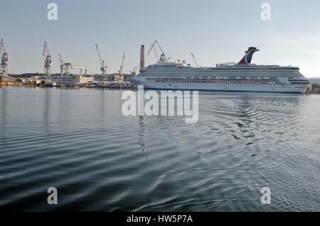 Monfalcone (Italien), Werften Fincantieri, Kreuzfahrtschiff Carnival Lines-Firma im Bau Stockfoto