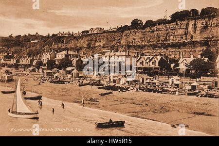 Shanklin Strand Isle Of Wight, alte Ansichtskarte Blick Stockfoto