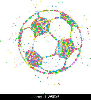 Abstrakte Zeichnung eines Fußballs aus bunten Kreisen hergestellt. Vektor-Illustration. Stock Vektor