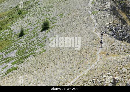 Frankreich, Alpes de Haute Provence, Seyne, Wandern auf dem GR6 zwischen Pico und Pico Savernes Bernardez Stockfoto