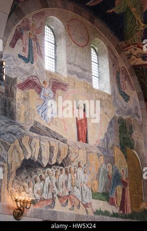 Dänemark, Jütland, Viborg, Viborg Domkirke Altstadthügels, Inneren Fresken mit Jesus Christus Stockfoto