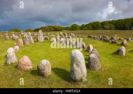 Dänemark, Jütland, Aalborg-Lindholm, Lindholm Hoje, Viking Gräberfeld Stockfoto