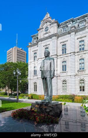 Kanada, in der Provinz Quebec, Quebec, Parliament Hill, dem Parlament, Maurice Duplessis Statue war er der PM der Provinz Quebec von 1944 bis 1959 während der Zeit der großen Finsternis Stockfoto