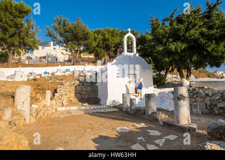 Griechenland, Dodekanes Inselgruppe, Kalymnos Insel Agios Ioannis Kapelle erbaut auf den Ruinen einer frühen Christian Basilica des 5. Jahrhundert n. Chr. Stockfoto