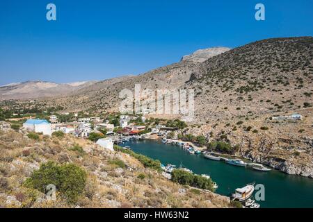 Griechenland, Dodekanes Inselgruppe, Kalymnos Insel, Vathy wenig Hafen Stockfoto