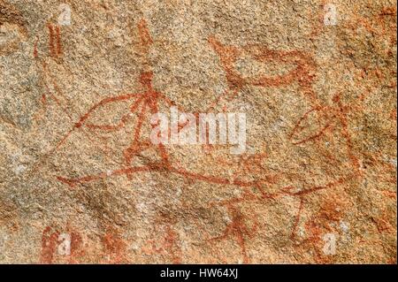 Simbabwe, Provinz Matabeleland South, Matobo und Matopos Hügel-Nationalpark, eingetragen als Weltkulturerbe der UNESCO, Felszeichnungen Stockfoto