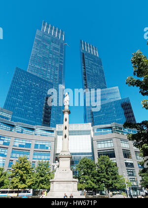 Christopher Columbus-Statue, Time Warner Center, Columbus Circle, Midtown, Manhattan, New York City, USA Stockfoto