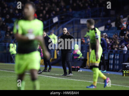 Lesung-Manager Jaap Stam Gesten an der Seitenlinie während der Himmel Bet Meisterschaft match bei Hillsborough, Sheffield. Stockfoto