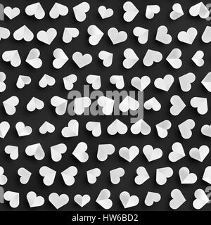 Monochrome Musterdesign mit Herzen. Vereinzelte Formen Textur zu wiederholen. Stockfoto