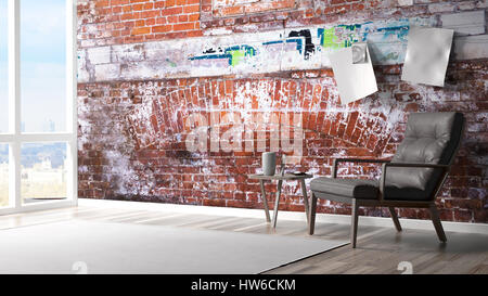 Modernes helles Interieur. 3D-Rendering Stockfoto