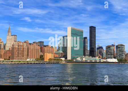 Der Hauptsitz der Vereinten Nationen, den East River, Manhattan, New York City, New York, USA Stockfoto