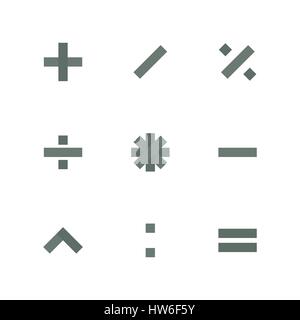 Set Papier Symbole grundlegende mathematische Operationen, isoliert auf weißem Hintergrund, Vektor-Illustration. Stock Vektor