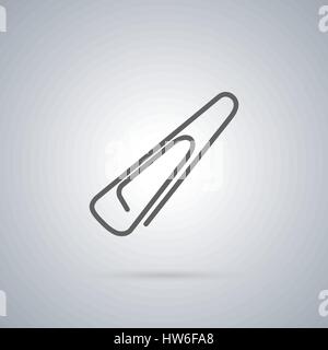 Symbol grau eine aufgebogene Büroklammer, isoliert auf einem grauen Hintergrund, design-Elemente der Kanzlei und Büro, flach Stil, Vektor-Illustration. Stock Vektor