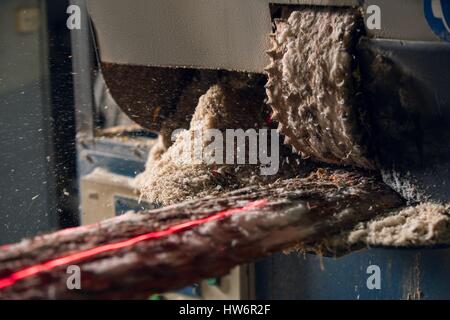 Ansicht der Schneide-Maschinen in Betriebsstellung Stockfoto