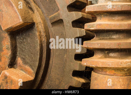 Nahaufnahme von einem Gearing wissen als einen Schneckentrieb. Stockfoto