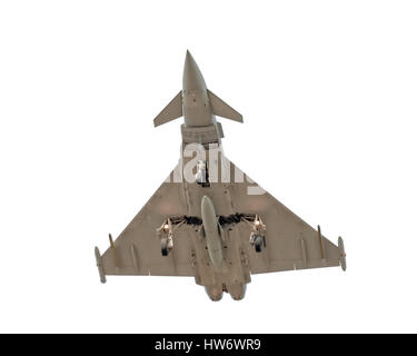 militärischer Kampfjet isoliert auf weiss Stockfoto