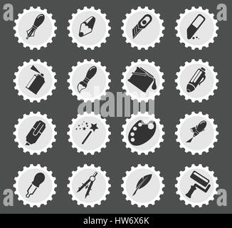 Design Werkzeuge einfach Icons für Web und Benutzeroberfläche Stock Vektor