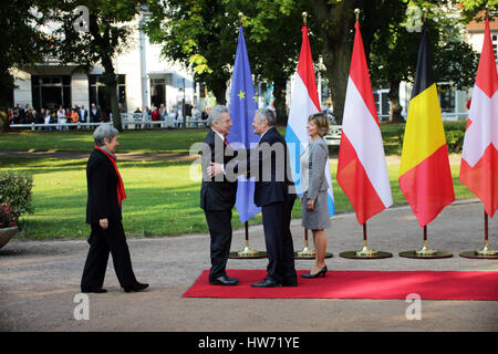 Bad Doberan, Deutschland, 18. September 2014: Bundespräsident Heinz Fischer besucht Bundespräsident Gauck für Deutsch sprechende Staatsoberhäupter treffen. Stockfoto