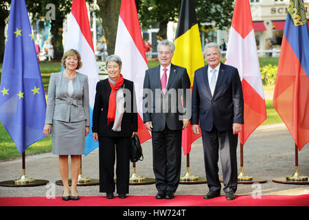 Bad Doberan, Deutschland, 18. September 2014: Bundespräsident Heinz Fischer besucht Bundespräsident Gauck für Deutsch sprechende Staatsoberhäupter treffen. Stockfoto