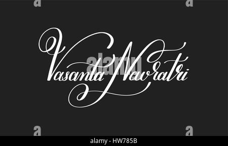 Vasanta Navaratri handschriftliche Widmung an indischen s Schriftzug Stock Vektor