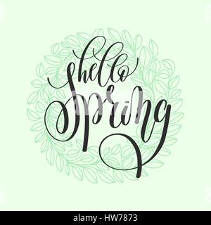 Hallo Frühling handgeschriebenen Schriftzug Inschrift Stock Vektor