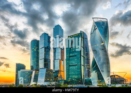 Malerische Aussicht mit Wolkenkratzern der Stadt Moskau International Business Center, Skyline von Moskau, Russland Stockfoto