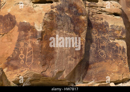 Petroglyphen, Nine Mile Canyon National Backcountry Byway, Utah Stockfoto