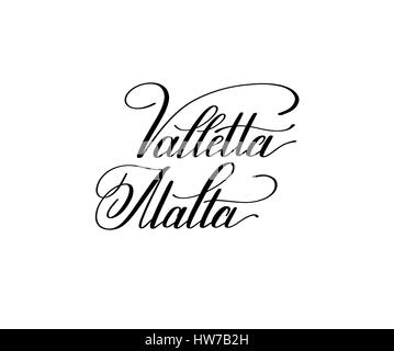 Hand-Schrift der Name der Hauptstadt Europas - Valletta Malta Stock Vektor