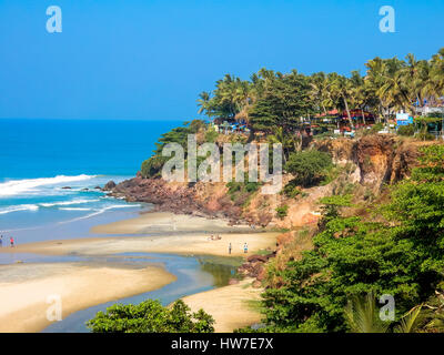 Bucht und Strand von Varkala, Kerala, Indien Stockfoto