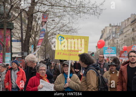 Paris: "laufen für die sechste Republik" mit Jean-Luc Mélenchon Stockfoto