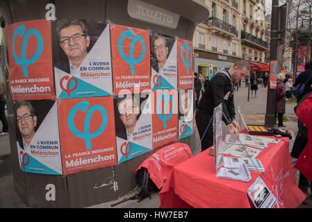 Paris: "laufen für die sechste Republik" mit Jean-Luc Mélenchon Stockfoto