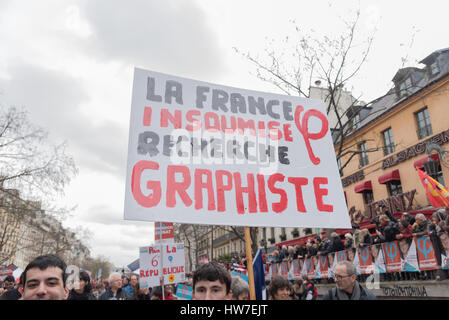 Paris: "laufen für die sechste Republik" mit Jean-Luc Mélenchon Stockfoto