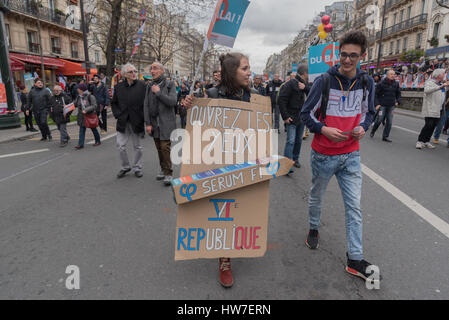 Paris: "laufen für die sechste Republik" mit Jean-Luc Mélenchon Stockfoto