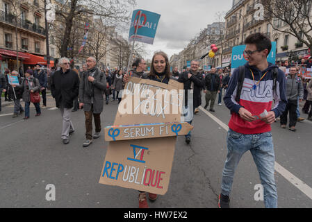 Paris: "laufen für die sechste Republik" mit Jean-Luc Mélenchon Stockfoto